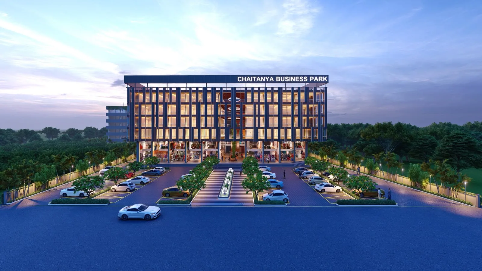 Chaitanya Business Park at dusk